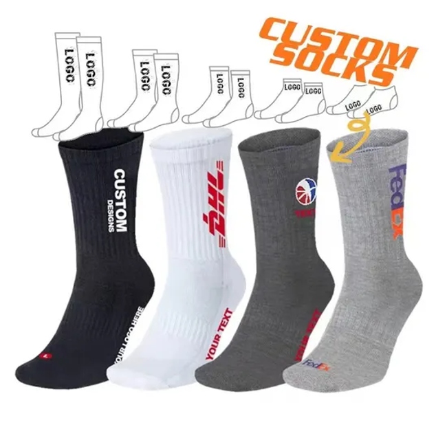 Fashion Breathable Soft Adult Custom Logo Basketball Sock Cotton Sports Socks Crew Socks for Men