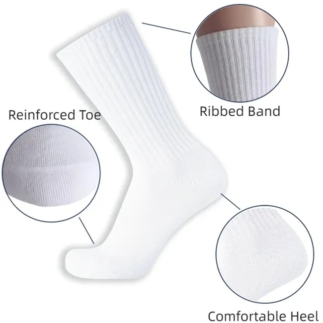 High Quality Fashion Logo Grip Wholesale White Crew Cotton Custom Print Men Socks