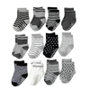 Young Children Kids Toddler Baby Black and White Body Warm Organic Cotton Soft Non Skid Slouch Quarter Grip Socks for Non Slip