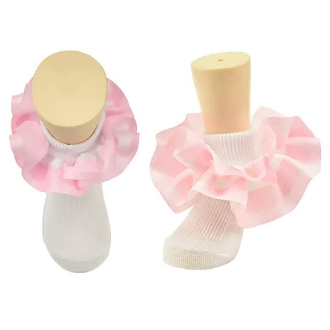 Wholesale Children′s Ruffled Baby Cotton Socks Girls D Big Petal Princess Dance Socks