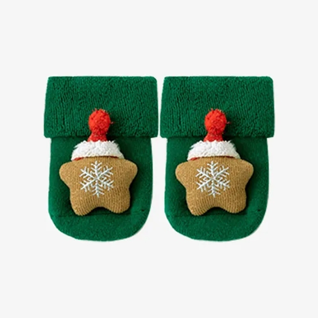 OEM Calcetines Navidenos Cartoon Christmas Cotton Baby Socks Months Anti Slip