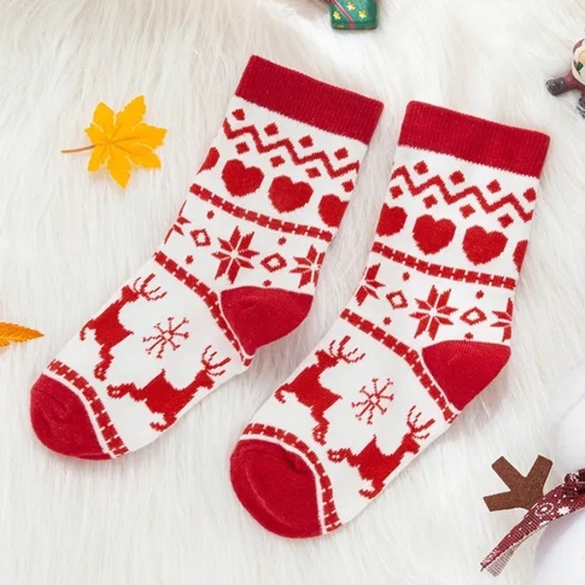 Christmas Socks for Dad Mom Daughter Son Matching Clothes Outfits Christmas Adult Baby Kids Elk Cartoon Pattern Jacquard Socks