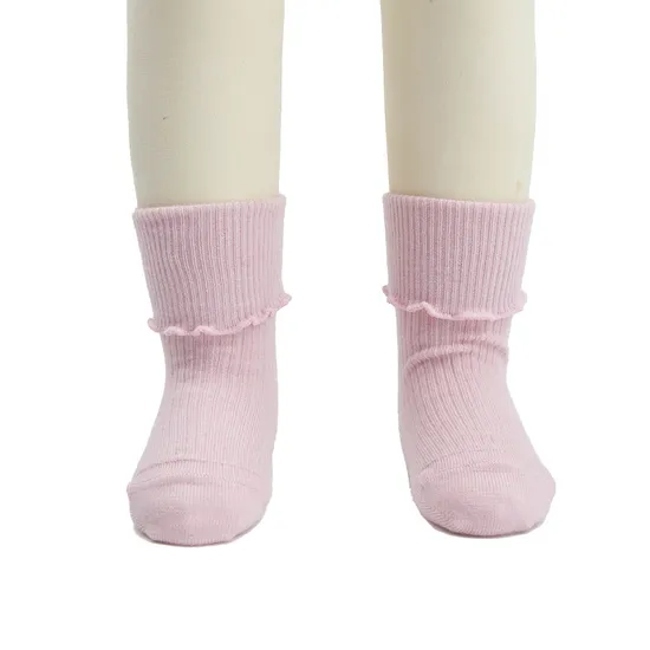 Children Baby Kids Wholesale Custom Cotton Fold Ruffle Crew Socks