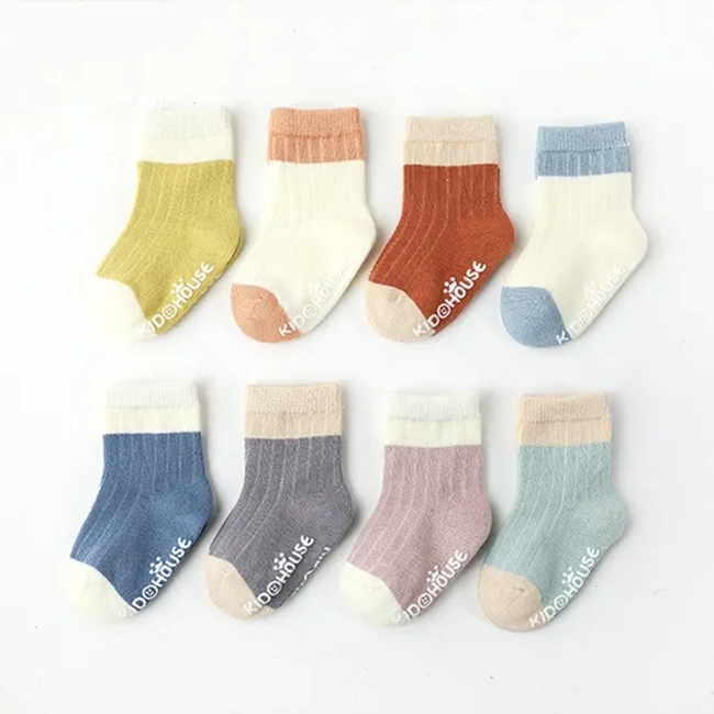 First Steps Small Baby Infant Slouch Ruffle Cuff High Knee Nonslip Grip Thick Wool Socks with Anti Slip Gripper