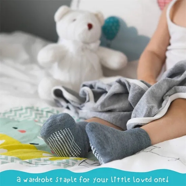 Non Slip Toddlers Grips Boys and Girls Crew Baby Socks