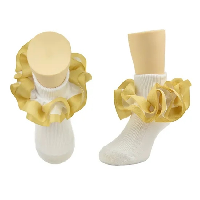 Wholesale Children′s Ruffled Baby Cotton Socks Girls D Big Petal Princess Dance Socks