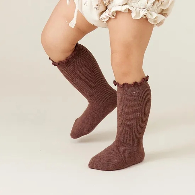 Ruffled Princess Style Toddlers Knee High Soft Frilled Cotton Baby Girls Socks