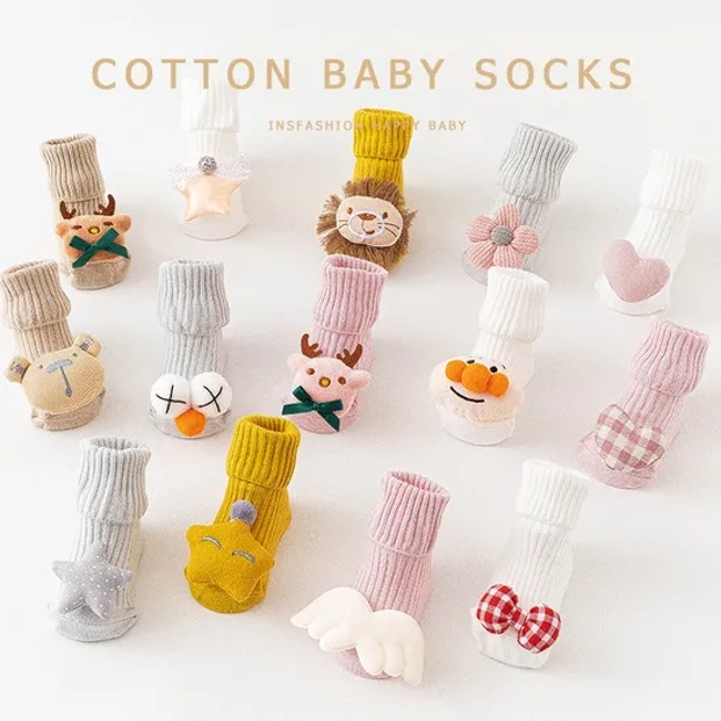 Newborn Baby Socks Autumn and Winter Baby MID Tube Cartoon Doll Socks Children′s Dispensing Floor Socks