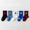 Customized Wholeseller Spring Autumn Winter Children Baby Infant Kids Cotton Jacquard Branded Ankle Crew Formal Socks