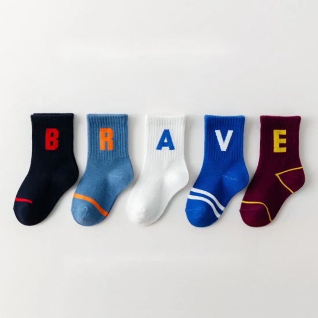 Customized Wholeseller Spring Autumn Winter Children Baby Infant Kids Cotton Jacquard Branded Ankle Crew Formal Socks