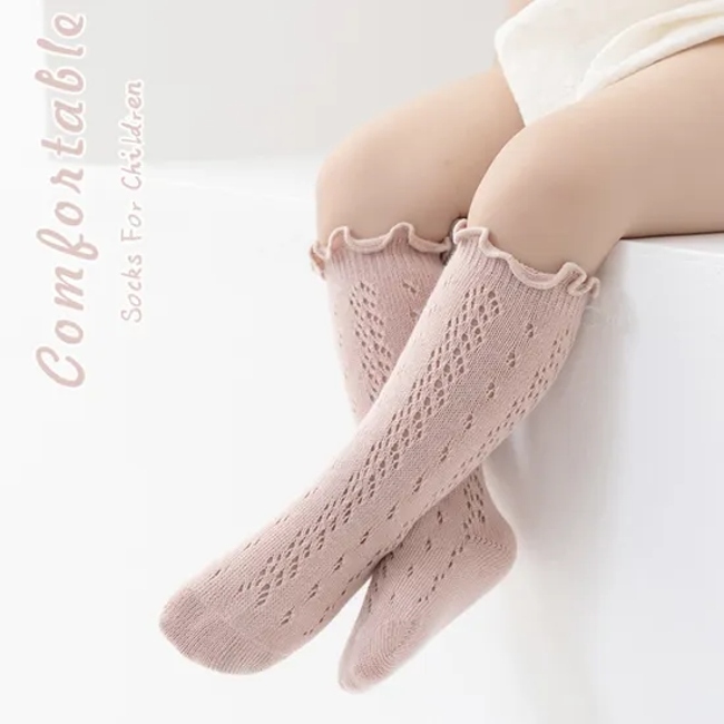 Breathable Fashion Girls Long Dress Net Stockings Mushroom Edge Lace Children Casual Sock Cotton Crew Socks for Baby