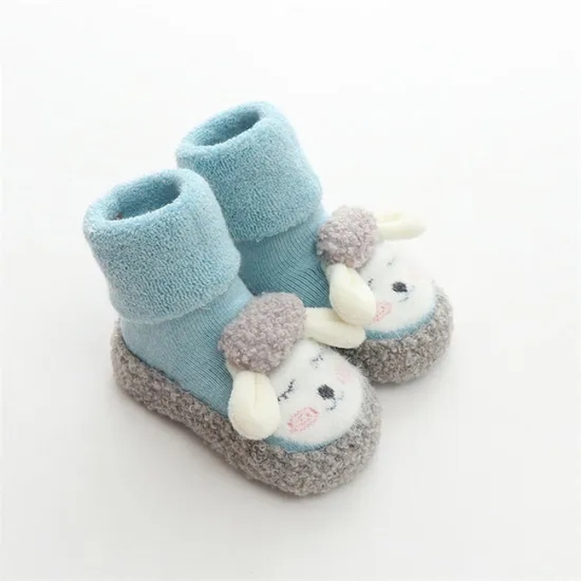 D Anti Slip Fuzzy Terry Toddler for Cute Infant Baby Sock Shoes
