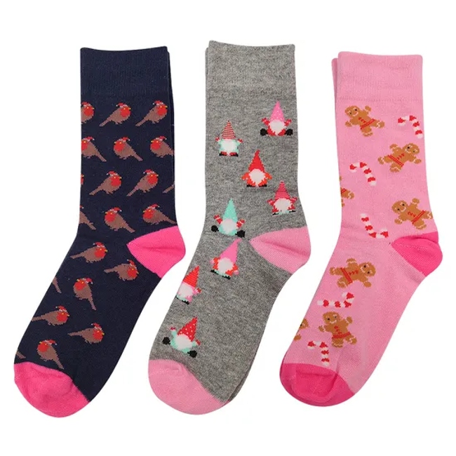 Women Christmas Valentines Crew Knitted Adults Cotton Wholesale Socks