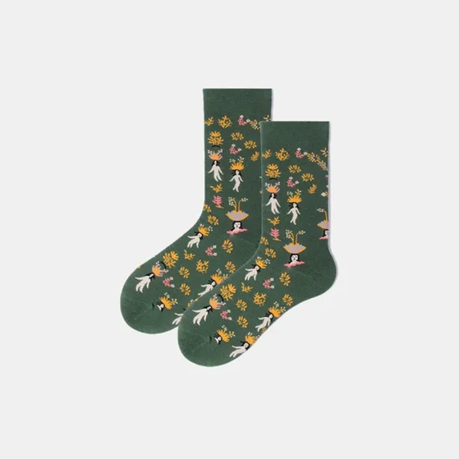 Unisex Fashion Women Men Wholesale Cotton Jacquard Crew Socks