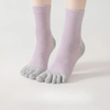 Five Toe Socks Casual Solid Color Crew Socks for Women