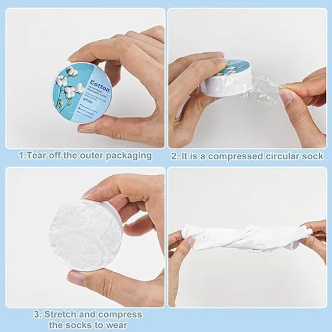 Disposable Pure Cotton Compressed Socks for Hiking, Outdoor Sports, Business Trip, Travel, Soft, Comfortable and Convenient, Low Cut Black