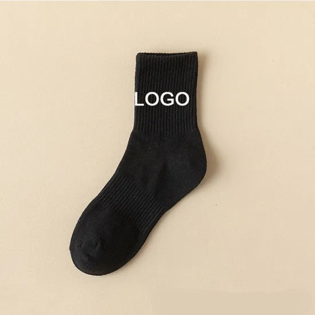 High Quality Thick 100% Cotton Socks Custom Design Logo Embroidery Sock Men and Women Crew Socks