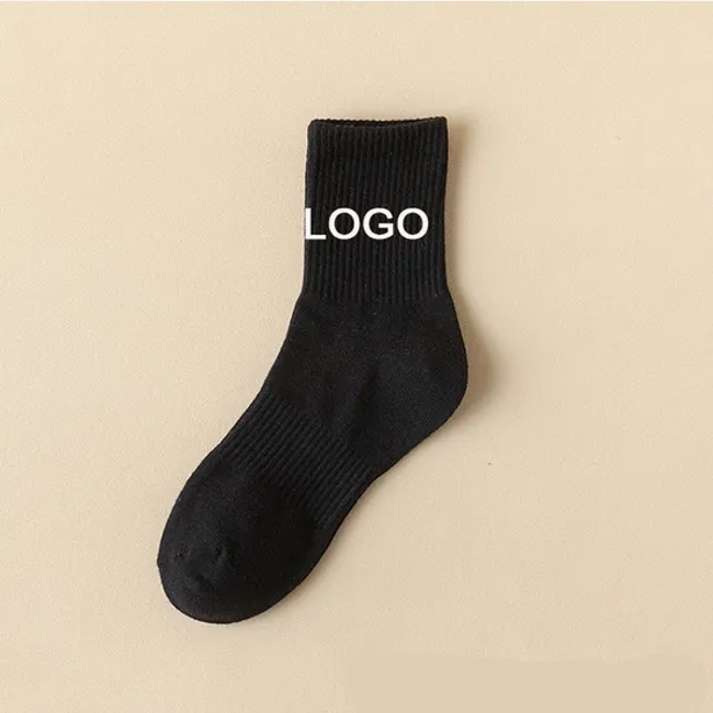 High Quality Thick 100% Cotton Socks Custom Design Logo Embroidery Sock Men and Women Crew Socks