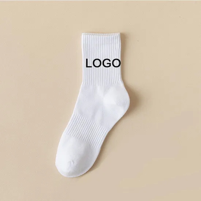 High Quality Full Season 100% Cotton Personalized Custom Logo Solid Color Crew Socks Casual Sport Men and Women Socks