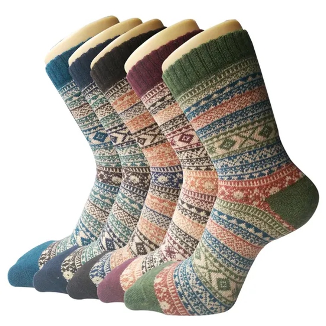 Custom Classic Pattern Winter Warm Thermal Women Crew Wool Socks