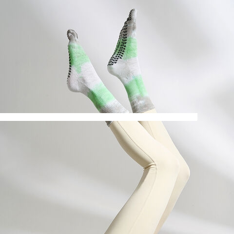 Hot sale Tie dyed mid tube spring&summer anti slip five finger sports socks