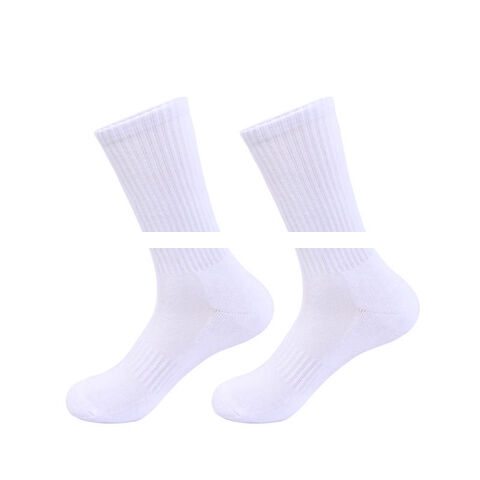Unisex Cotton Cushion Plain White Black Grey Crew Training Athletic Custom Sports Socks