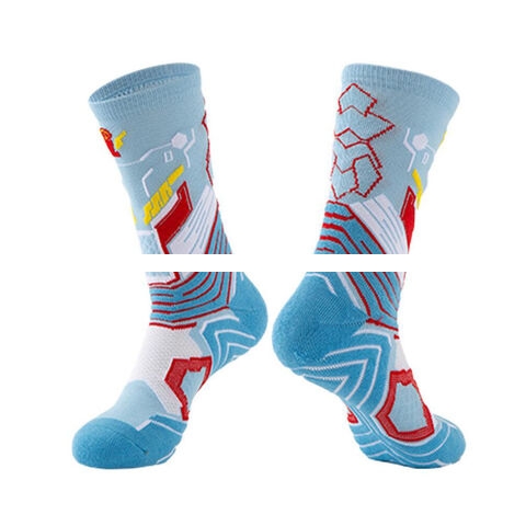 Wholesale High Quality Crew Embroidery Print Compression Socks Designer Soccer Sport Anti Slip Custom Football Grip Socks