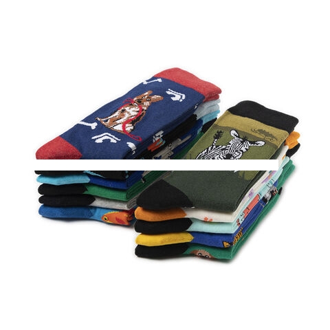 Hot seller popcorn large size animals cartoon colorful breathable elastic crew socks Children s sports socks