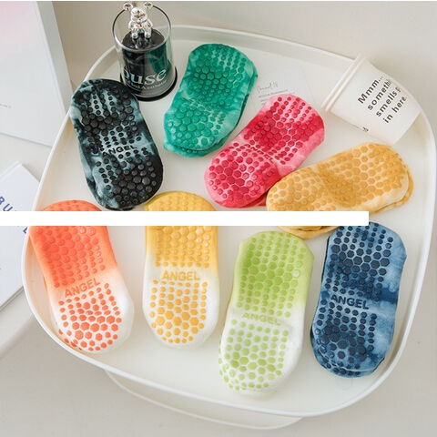 Wholesale Custom Logo Solid Color Mid Calf Cotton Grip Non Slip White Pilates Tie Dry Socks Anti Slip Yoga Socks for Women