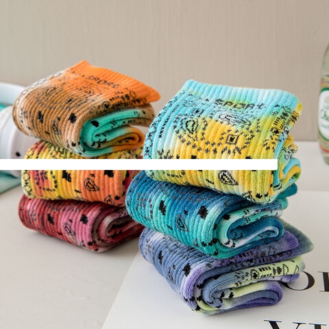 Factory Price Top Quanlity Tie Dye Pure Cotton Colourful Crew Women s Socks Sports Socks For Women