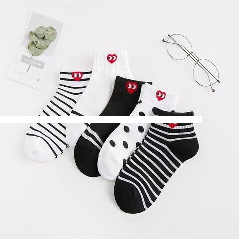 Striped Spot Style Knitting Breathable Cute Solid Colour Crew Women s Socks Sports Socks For Home Office