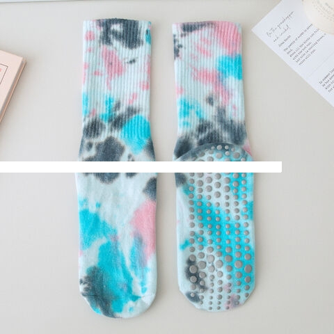 Spring And Summer Tie Dye Socks Pure Cotton Non slip Yoga Grip Socks Fitness Sports Socks