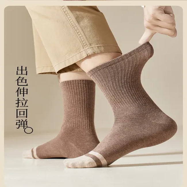 Socks Men′s Solid Socks MID-Calf Socks Autumn and Winter Business Thickened Anti-Oduor Men′s Sweat Absorbent MID-Length Socks Antibacterial Men′s