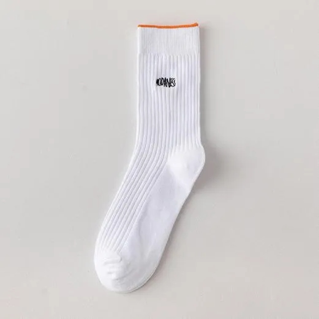 Custom Logo Double Needle Counts Rib Cotton Men′s Embroidery Sock Crew Mens Business Crew Socks