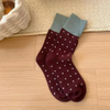 Women′s Socks Autumn and Winter Vintage Polka DOT MID-Calf Socks Patchwork DOT Pile Daily Hundred Women′s Socks Wholesale Socks