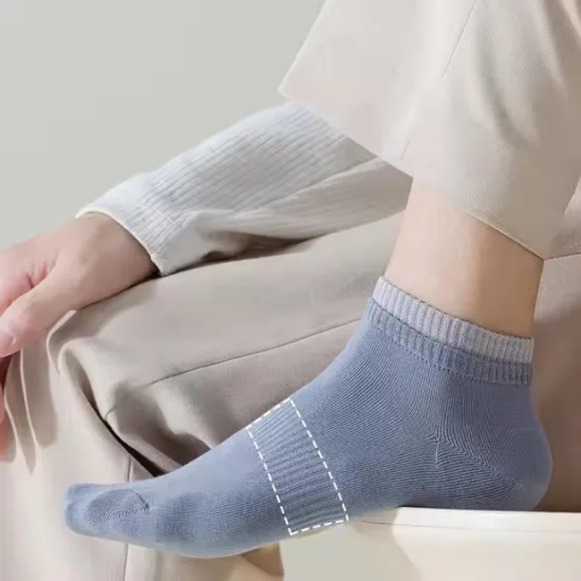 Double Rib Casual Breathable Combed Cotton Business Dress Seamless Ankle Socks