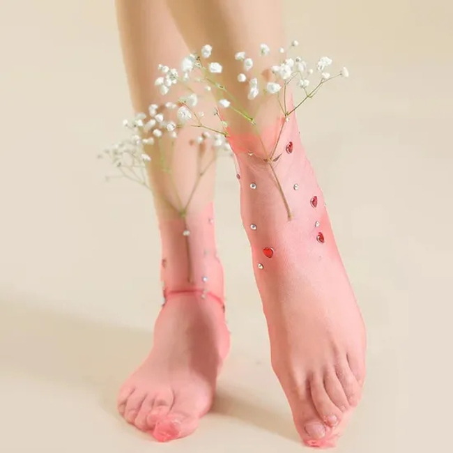 2024 New Women′s Girls Socks Funny Socks Novelty Crew Crazy Women Socks with Jewels