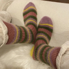Couple Thick Line Pattern MID-Calf Socks Color Blocking Imitation Mink Autumn and Winter Warm Furry Thickened Long Socks
