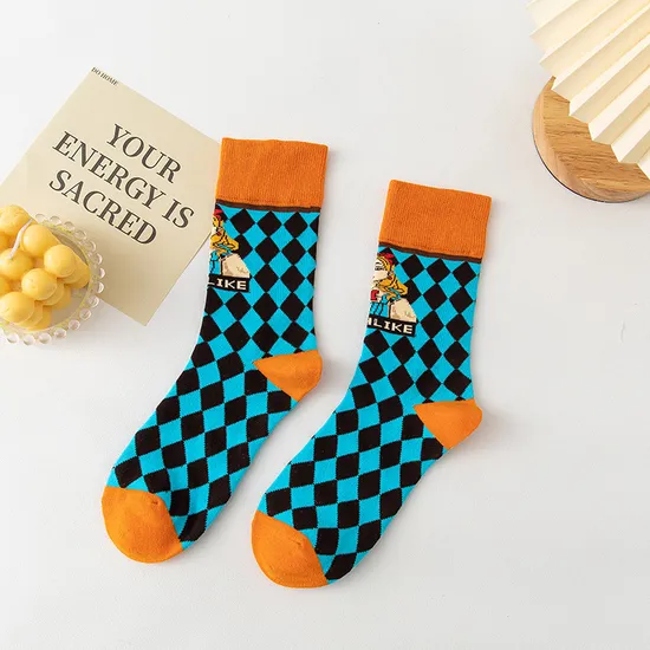 Customized Autumn New Product Creative Portrait Retro Harajuku Style Socks Children Lolita Ins Style Illustration Cute MID Cap Women′s Socks