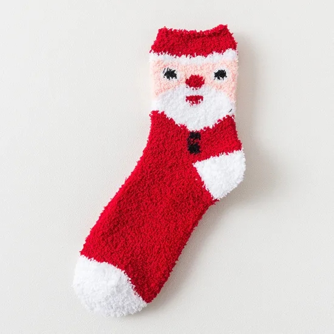 Wholesale Christmas Winter Anti Slip Indoor Holiday Thickened Cozy Soft Custom Warm Gift Floor Polyester Fluffy Fuzzy Socks