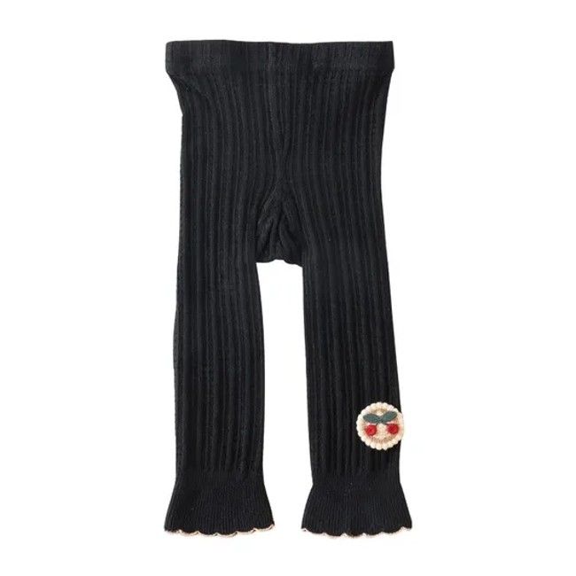 Girls Bottom Trousers Outer Wear Autumn and Winter White Pants Cherry Little Children Baby Nine Minute Pants Infant Leggings Socks