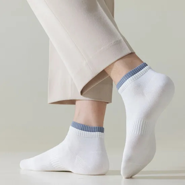 Classic Double Rib Socks Casual Gentleman Breathable Combed Cotton Socks Business Dress Seamless Ankle Socks