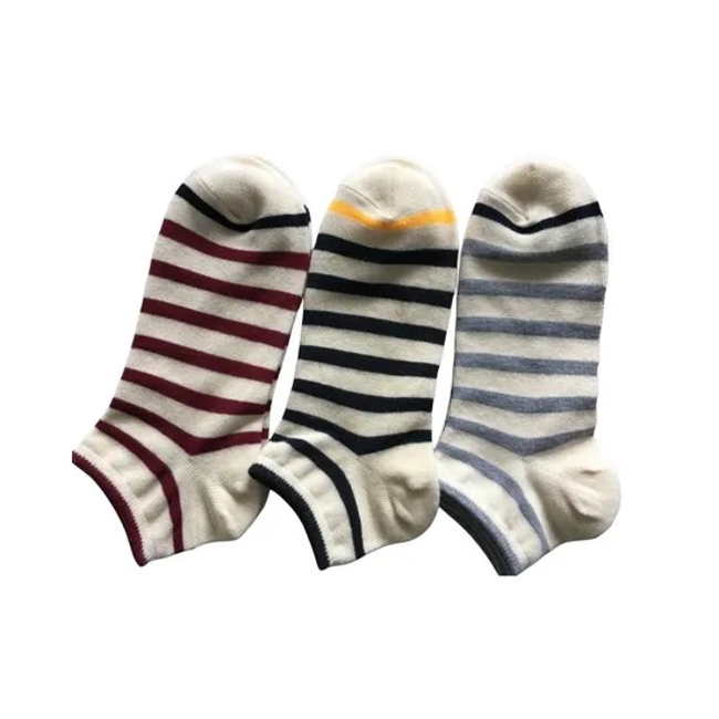 Summer Anti Bacterial Mens Colorful Short Basic Casual Breathable Cool Cotton Stripe Trainer Liner Socks