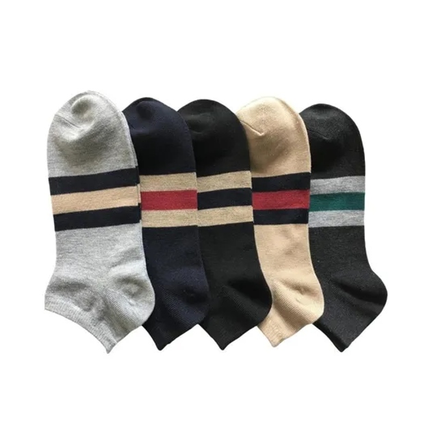 Summer Anti Bacterial Mens Colorful Short Basic Casual Breathable Cool Cotton Stripe Trainer Liner Socks