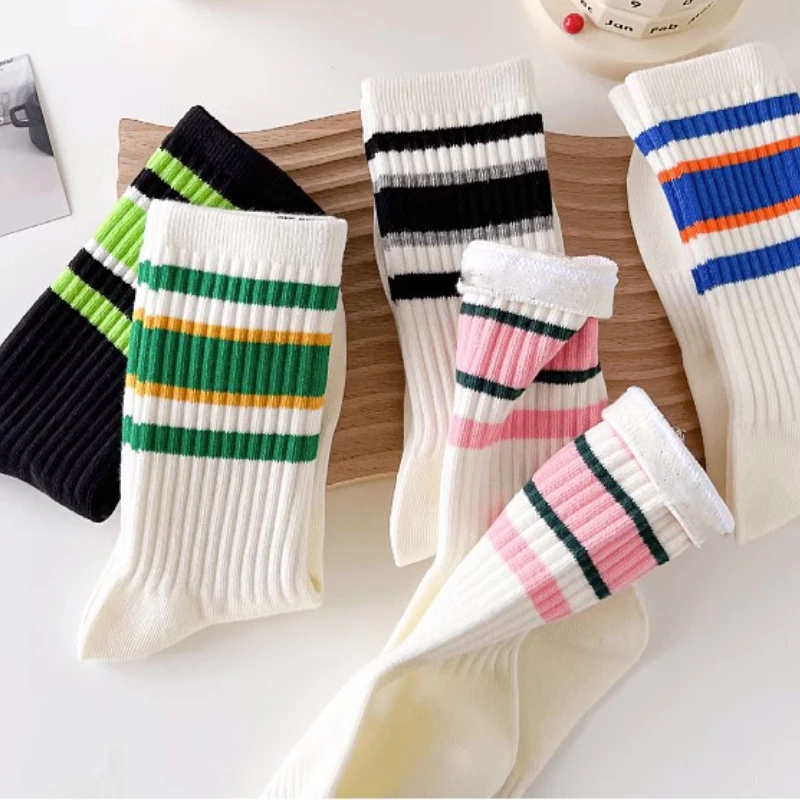 discount New Fashion Colorful Striped Sports Socks Women Fitness Cycling Running Socks Men Basketball Socks Student Couple 