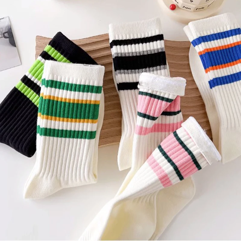 discount New Fashion Colorful Striped Sports Socks Women Fitness Cycling Running Socks Men Basketball Socks Student Couple 