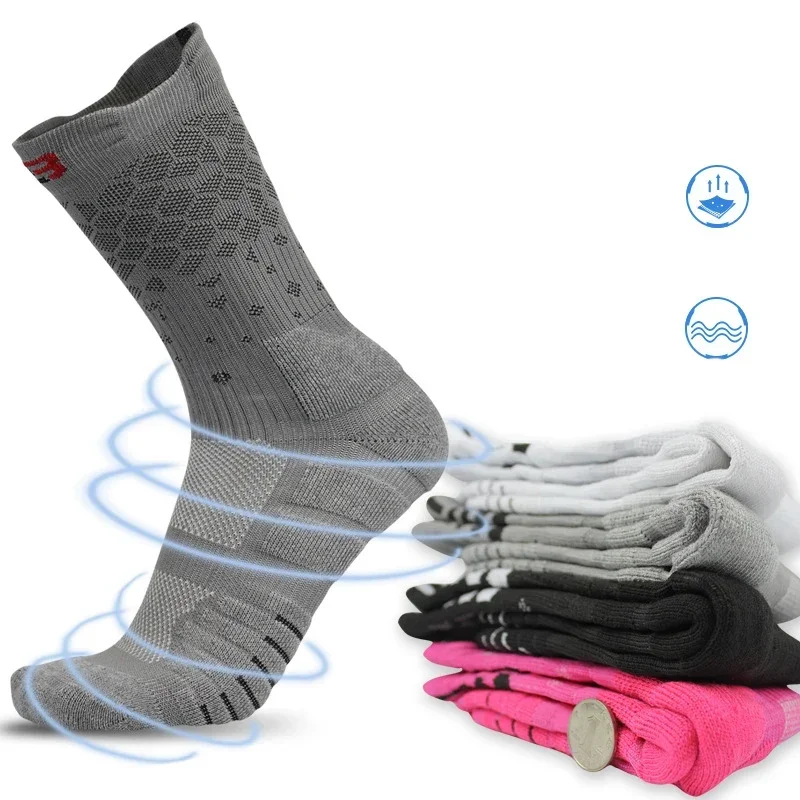 high-value buyer Mid length sports socks for men, quick drying running socks, boat shaped thick training basketball socks for 