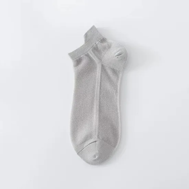 Men′s Summer Thin Sweat-Absorbing and Anti-Drop Heel Socks, Solid-Color Cotton Socks, Sports Mesh Breathable Low-Top Men′s Short Socks