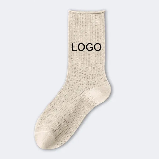 2024 High Quality Low MOQ Custom Cotton Socks Jacquard Embroidery Print Knitted Crew Cotton Sport Unisex Socks