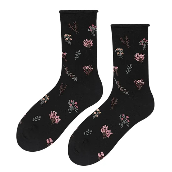 Cotton Soft Women Ladies Girls Ankle Long Socks Floral Pattern Fashion Colors Casual Party Socks
